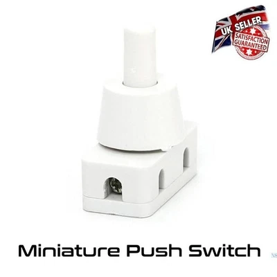 Mini Push Switch 2 Amp ON OFF Button Press Switch Lamp Light White *UK Supplier* - Image 1 of 3