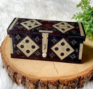 Mauritanian JEWELRY BOX Ethnic Tuareg Tribal Ebony Wood Handmade - Picture 1 of 10