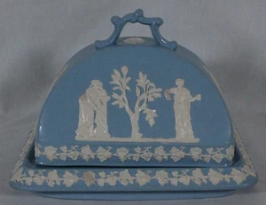 EXTREMADAMENTE RARO DE COLECCIÓN DUDSON JASPE INGLÉS PLATO DE QUESO CUBIERTO AZUL Y BLANCO EVC - Imagen 1 de 18