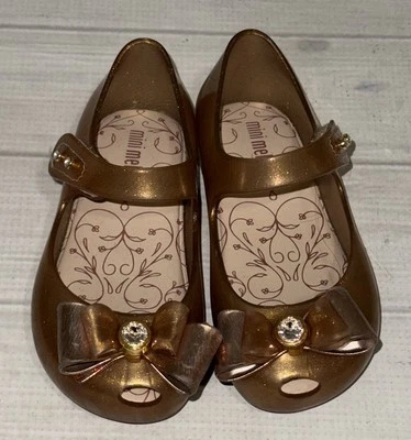 Mini Melissa Ultragirl Special III Glitter Swarovski Mary Jane Shoes 8 Bow - Image 1 of 4