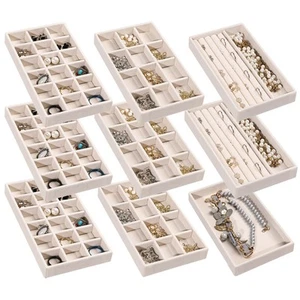 Jewelry Organizer Tray,Stackable Velvet Jewelry Trays,Drawer Inserts Earring ... - Picture 1 of 7