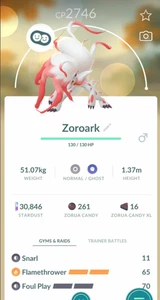 Pokemon Trade Go - Level 50 - Hisuian Zoroark - 3 Moves - Picture 1 of 2