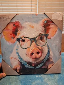 Pig With Glasses 12"x12" Canvas Print By Elico - Picture 1 of 9