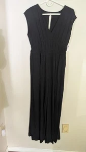 Old Navy Waist Defined Wide Leg Jumpsuit  V Neck Black Womens Small Tall - Picture 1 of 5