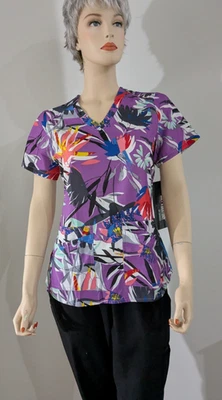 Barco Grey's Anatomy Scrub Top #GRSTO35, Sz. XS, Color~Multi, 2Way Stretch, WOW! - Image 1 of 4