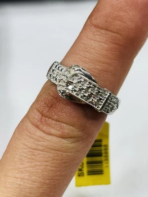 TJC silver and diamonds buckle ring UK size M new with tag - Image 1 of 4