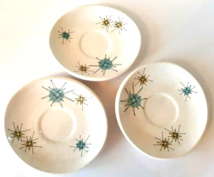 3 Franciscan Atomic Starburst Untertassen Retro MCM Gladding McBean TV Mark 6 x 5,5 Zoll - Bild 1 von 6