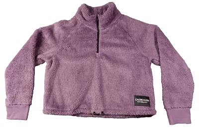 Top corto Calvin Klein púrpura imitación piel para mujer XL 1/2 cremallera cuello falso puños elásticos Foto 1 de 4