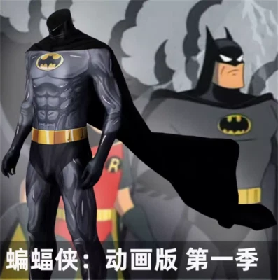 Disfraz de Batman Disfraz para Hombre Mono + Capa Trajes Halloween Fiesta Uniforme Traje  Foto 1 de 4