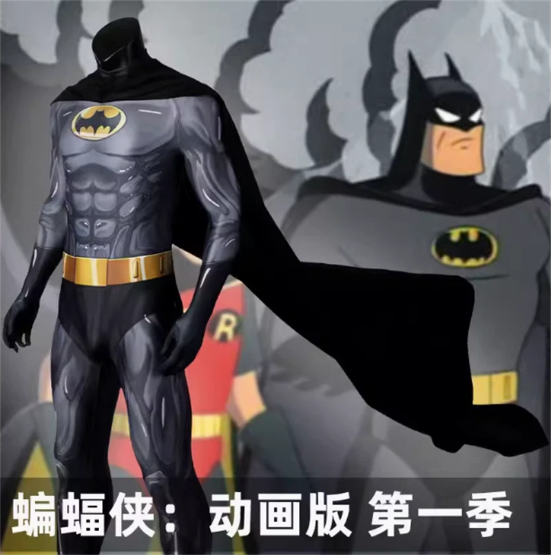 Disfraz de Batman Disfraz para Hombre Mono + Capa Trajes Halloween Fiesta Uniforme Traje  Foto 1 de 4