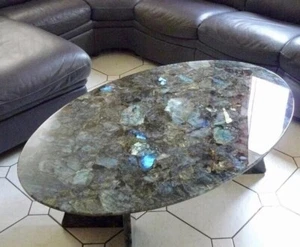 Oval Labradorite Center Table Top Stone Countertop Kitchen Countertop/slab - Picture 1 of 4