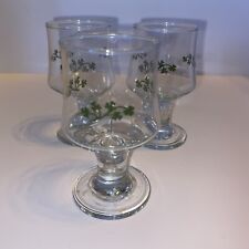 Vintage Clover Shamrock Glass Shot Cordial Glass Set Of 3 Ireland