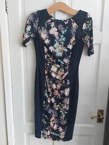 M&S Collection Uk 8P Petite Navy Blue Floral Stretchy Bodycon Dress - Bild 1 von 7