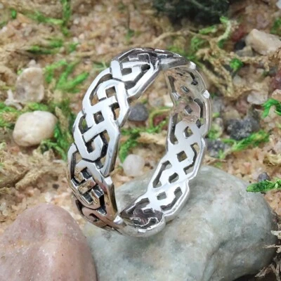 Anillo de boda celta - Joyería nudo de plata esterlina para hombre y mujer Foto 1 de 4