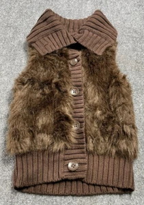 Gap kids Girl's Brown Button Down Sleeveless Faux Fur Vest Size L (10) - Picture 1 of 16
