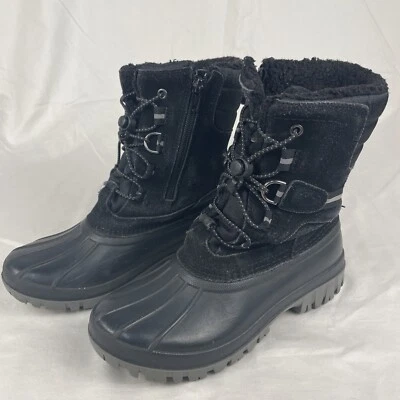 Botas de pato impermeables para nieve negras con cordones Lands End Youth talla 3M para niños Foto 1 de 4