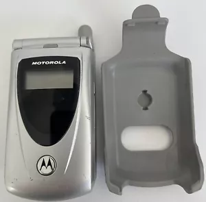Motorola T721 - Silver and Black ( AT&T ) Cellular Flip Phone w/Holster Rare VTG - Picture 1 of 11