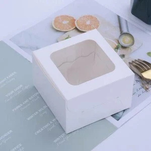 100x 4” Cheese Mousse Cake Donut Clear Window White Packing Packaging Favor Box - Picture 1 of 10