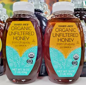 Trader Joe's Organic Unfiltered Grade A Honey 16oz 454g (2 Bottles) - Picture 1 of 2