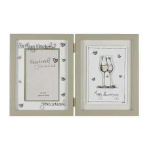 SALE SAVE 50%!! Wooden Anniversary Photo Photograph Frame Gift Coffee & Cream - Picture 1 of 2