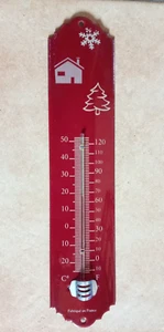 Thermomètre émaillé montagne chalet sapin 30 cm émail traditionnel cuit à 800°C - Picture 1 of 2