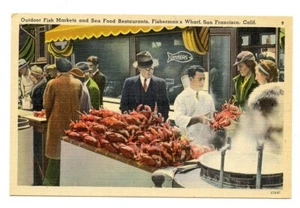 Fisherman's Wharf San Francisco, CA Color Linen Postcard - Picture 1 of 2
