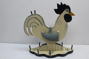 Vintage Hand-Painted Wooden Folk Art Chicken / Rooster Sewing Caddy - Picture 1 of 6