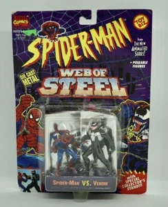 NEW Vintage Toybiz 1994 Marvel Spiderman vs. Venom Web of Steel Action Figures - Picture 1 of 10