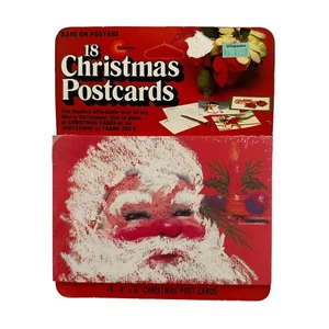 VINTAGE Conimar Weihnachtspostkarten SANTA Kerze 18 Karten NEU Made USA 1983 - Bild 1 von 2