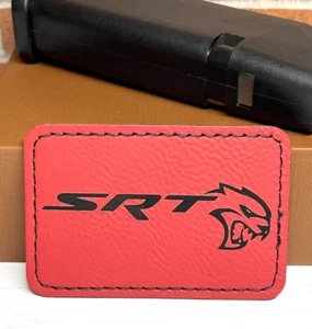 Red Leatherette SRT Hellcat Patch Iron on Adhesive for Hats, Bags, Clothing - Picture 1 of 5
