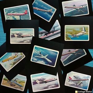 Cartes de collection Nabisco Shreddies céréales vintage 1970 avions de ligne