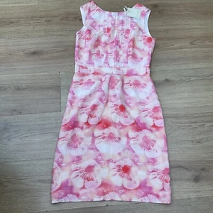 VESTIDO MUJER 100% SEDA PLISADO TOP ROSA ESTAMPADO SALMA POR TURRÓN TALLA 8 NUEVO CON ETIQUETAS - Imagen 1 de 2