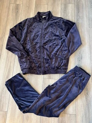 Chándal Grande Vintage Para Mujer Euro Joy Terciopelo Morado Oscuro Informal Ocio Y2K Foto 1 de 4