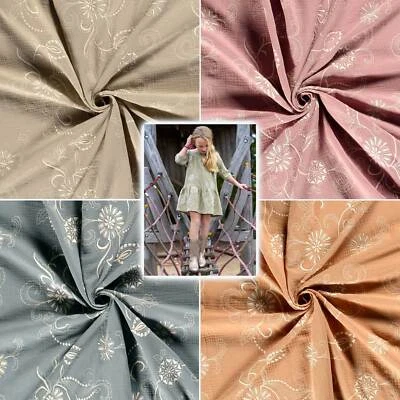 MADDMA Musselin Stoff floral bestickt ab 50x130cm OEKO-Tex Double Gauze Mulltuch