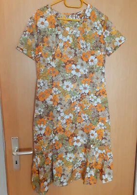 Kleid 70er Jahre Blumen Vintage S / M  - Bild 1 von 4