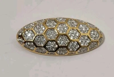 Broche ovalado Swarovski Goldtone nido de abeja sello de pato Foto 1 de 4