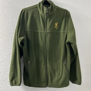 Browning Green Fleece Jacket Mens Size M Hunting Outdoor Pockets Gorpcore Hiking - Picture 1 of 11