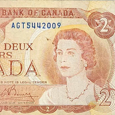 1974 Deux Dollars Banque Du Canada Queen Elizabeth II Banknote AGT5442009 - Image 1 of 4