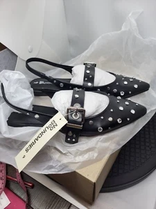 Studded Sling Back Flats Womens Size 9 Black Shoes Adjustable No Boundaries NWT - Picture 1 of 3
