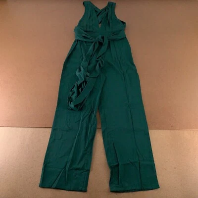 Nuevo mono para mujer Shein grande talla 8/10 verde sin mangas cuello en V con cinturón Foto 1 de 4