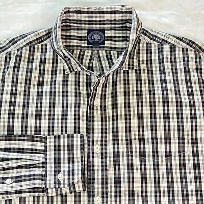J Press Shirt Mens Large Back White Plaid Check Long Sleeve Dress Casual Button - Image 1 of 4