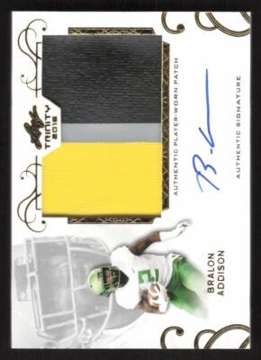 2016 LEAF TRINITY BRALON ADDISON PA-BA1 PATCH AUTOGRAPH GOLD RC RPA OREGON DUCKS - Image 1 of 2