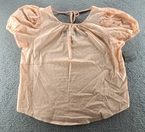 Falls Creek gewebtes Clip Punkte Top Damen groß pfirsichrosa Leinen Baumwollmischung Neu mit Etikett - Bild 1 von 13