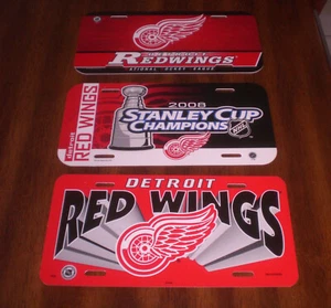 2008 RED WINGS STANLEY CUP CHAMPIONS & TWO DETROIT RED WINGS LICENSE PLATES - Picture 1 of 1