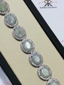 Platinum Sterling Silver White Sapphire & White Quartz Halo Tennis Bracelet 7" L - Picture 1 of 9