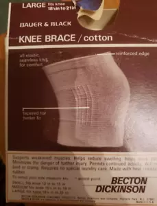 Vintage Bauer & Black Knee Brace Elastic Support Cotton Medium KNEECAP Injury - Picture 1 of 4