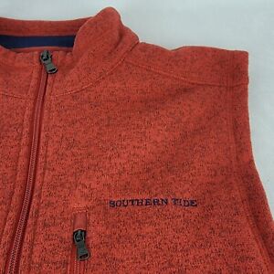 Southern Tide Full Zip Polyester Vest Men's Size L  Red Orange Zip Pockets