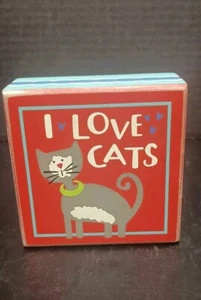 Impresión sobre lienzo Primitives By Kathy I Love Cats 4" X 4" X 2" gruesa - Imagen 1 de 5