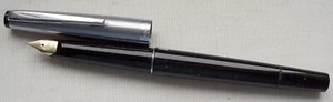 SELTENER " GEHA " KOLBENFÜLLER in SCHWARZ/CHROMKAPPE ; 14 Kt. GOLDFER in OM - Bild 1 von 1