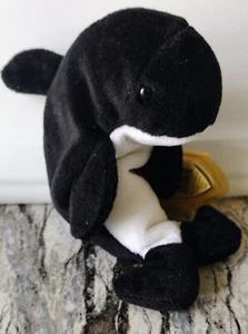 Ty Beanie Babies Waves The Orca Whale 1996 Excelente Estado P.E. Pellets - Imagen 1 de 5